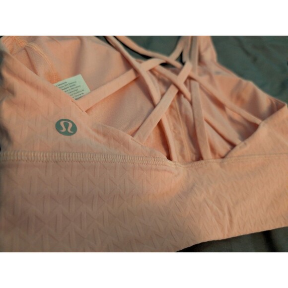 Lululemon Free to Be Serene Longline Bra Pink Jacquard Size 4 NWT C/D Cup NEW - Picture 16 of 16